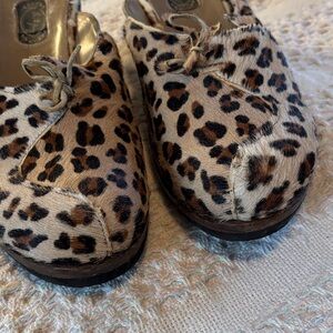 Salpy leopard print wedge mules clogs  * sz 8.5